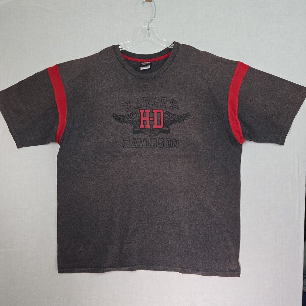 Harley Davidson Hale’s Mansfield Ohio Graphic T Shirt 3XL Gray Red USA Made Bike